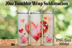 Love Heart 20oz Tumbler PNG, Watercolor Heart Tumbler Product Image 1