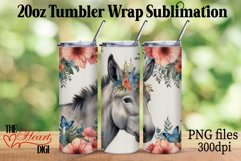 Lovely Donkey 20oz Tumbler PNG, Floral Donkey Tumbler Product Image 1