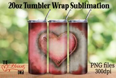 Heart 20oz Tumbler Wrap PNG, Vintage Heart Tumbler PNG Product Image 1