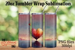 Heart 20oz Tumbler Wrap PNG, Love Tumbler PNG Product Image 1