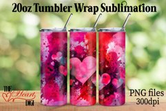 Abstract Hearts 20oz Tumbler PNG, Watercolor Hearts Tumbler Product Image 1