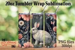 Rabbit 20oz Tumbler PNG, Cute Flower Rabbit Tumbler PNG Product Image 1