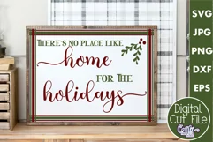 Home For The Holidays Holly Christmas Farmhouse Sign Svg Product Image 1