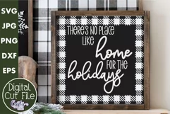 No Place Like Home Plaid Christmas Farmhouse Sign Svg Product Image 1