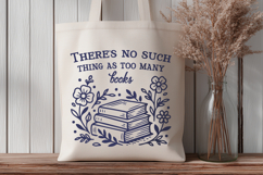 Too Many Books SVG | Book Lover Floral Reading Quote PNG Art Product Image 2