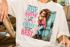 They Say Rise &amp; Shine PNG, Curly Hair Girl Coffee Design Product Image 2