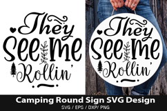 Camping Round Sign SVG Design - Door Sign Design Product Image 5
