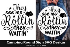 Camping Round Sign SVG Design - Door Sign Design Product Image 4