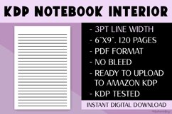 KDP Lined 6x9 Inch, 3pt Thick Lines, 120 Page, PDF Notebook Product Image 1