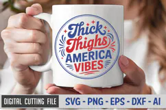 Thick Thighs America Vibes SVG File | 4th of July Round Sign Product Image 3