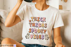 Retro Halloween Thick Thighs Spooky Vibes SVG PNG Design Product Image 2
