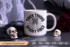 Thick Thighs Spooky Vibes SVG File | Halloween Round Sign Product Image 5