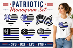 Blue Line SVG American flag monogram frame Product Image 1