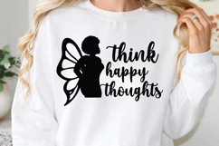 Think happy thoughts SVG, Black Woman Quotes Product Image 1
