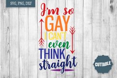I&#039;m so gay I can&#039;t even think straight SVG, Fun LGBT cutfile Product Image 1