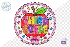 Third Grade Apple PNG Cute Teacher Sublimation Product Image 1