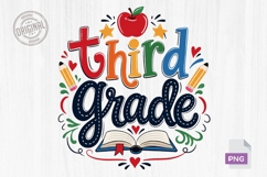Third Grade Teacher Rainbow Typography PNG Product Image 1