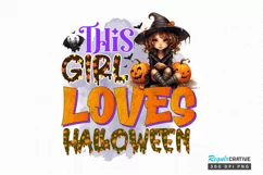 This girl loves halloween Sublimation PNG Product Image 1