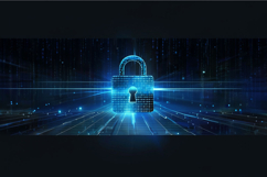 A glowing digital lock surrounded by binary code symbolizing Product Image 1