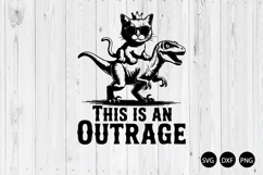 This is an Outrage SVG, Cute Cat Riding T Rex SVG Product Image 1