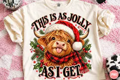 This Is as Jolly as I Get PNG | Funny Christmas Highland Cow Product Image 1