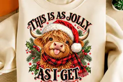 This Is as Jolly as I Get PNG | Funny Christmas Highland Cow Product Image 2