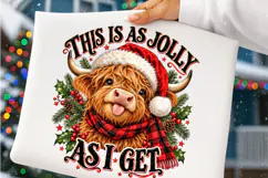 This Is as Jolly as I Get PNG | Funny Christmas Highland Cow Product Image 3