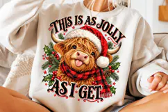 This Is as Jolly as I Get PNG | Funny Christmas Highland Cow Product Image 5