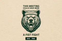 Funny Office Rage Bear SVG Fist Fight Design PNG Product Image 1