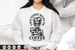 This nurse runs on coffee &amp; chaos - Nurse SVG Design Product Image 1