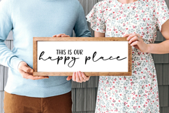 Instant download SVG bundle featuring farmhouse lettering design “This Is Our Happy Place.” Ideal for Cricut, Silhouette, and home decor crafts.