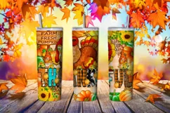 20 oz Skinny Thankful Tumbler Sublimation - Thanksgiving PNG Product Image 1