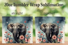 Elephant 20oz Tumbler Wrap PNG, Floral Elephant Tumbler PNG Product Image 2