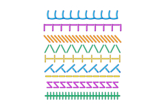 Colorful embroidery stitch patterns showing various sewing t Product Image 1