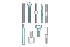 Assortment of threaded rods and fasteners elements Product Image 1