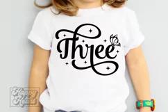 3rd Birthday Girl Butterfly SVG - Three Birthday Girl PNG Product Image 5