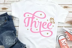 3rd Birthday Girl Butterfly SVG - Three Birthday Girl PNG Product Image 2
