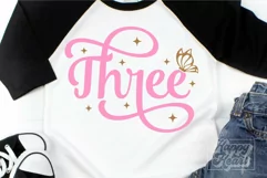 3rd Birthday Girl Butterfly SVG - Three Birthday Girl PNG Product Image 1