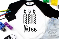 Three Candle SVG - 3rd Birthday Girl SVG - Birthday Boy PNG Product Image 1
