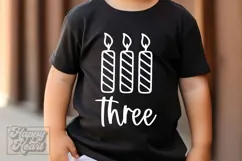 Three Candle SVG - 3rd Birthday Girl SVG - Birthday Boy PNG Product Image 5