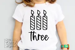 Three Candle SVG - 3rd Birthday Girl SVG - Birthday Boy PNG Product Image 2