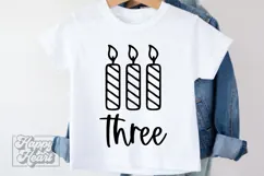 Three Candle SVG - 3rd Birthday Girl SVG - Birthday Boy PNG Product Image 3
