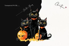 Whimsical Vintage Cats Clipart | Halloween PNG Product Image 2