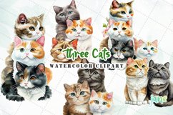 Cute Cats Watercolor Sublimation Clipart Product Image 1