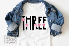 3rd Birthday Girl Flower SVG - Floral Three Birthday Girl Product Image 4