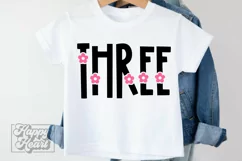 3rd Birthday Girl Flower SVG - Floral Three Birthday Girl Product Image 1