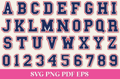 Three-Layered Varsity SVG Alphabet with Letters and Numbers Product Image 2