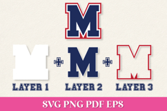Three-Layered Varsity SVG Alphabet with Letters and Numbers Product Image 3