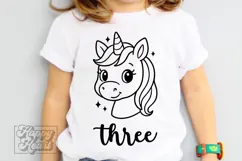 Three Birthday Unicorn SVG - 3rd Birthday Unicorn Shirt PNG Product Image 1