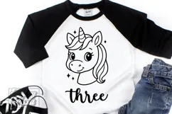 Three Birthday Unicorn SVG - 3rd Birthday Unicorn Shirt PNG Product Image 3